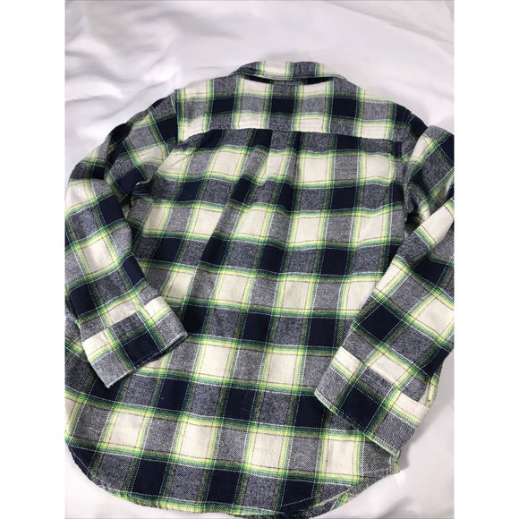 Gap Kids Boys Blue Yellow White Green Plaid Cotton Button Down Shirt 5 Years - Picture 2 of 7